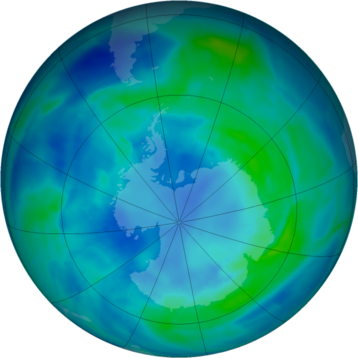 Antarctic ozone map for 11 April 2009